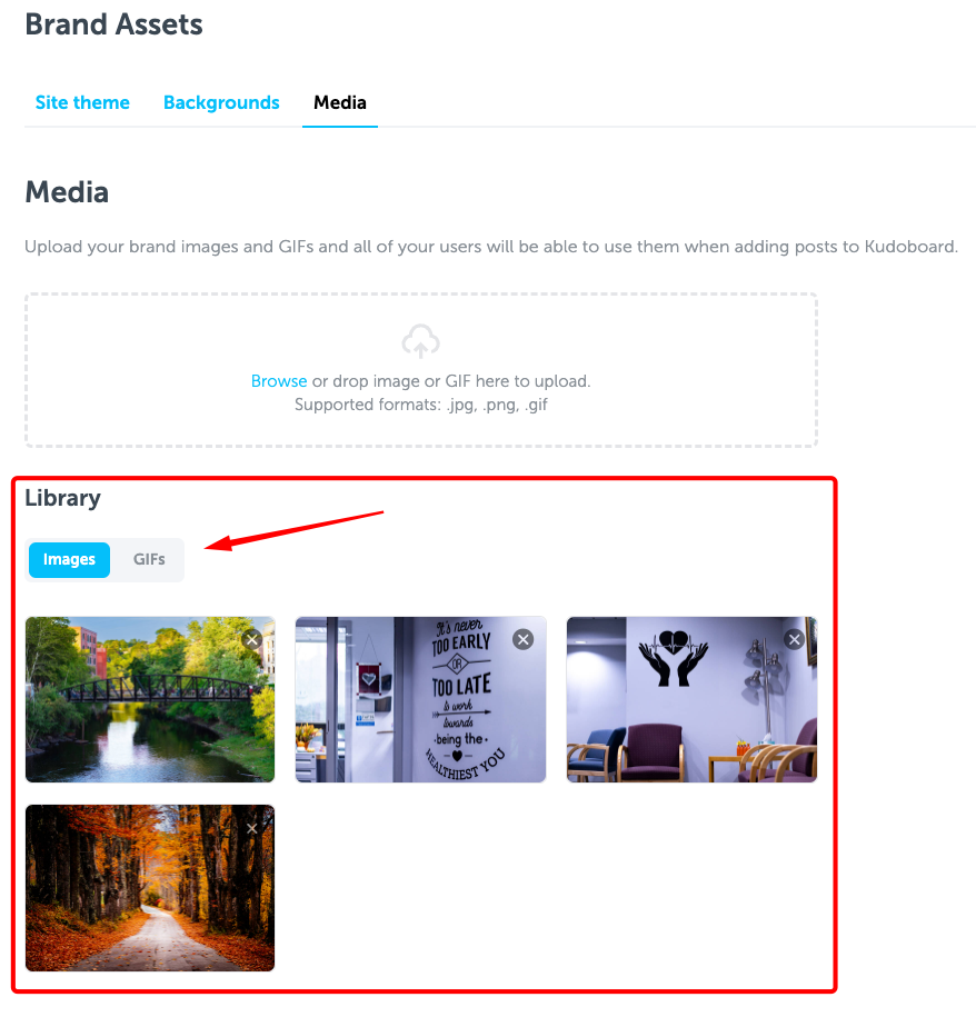 Brand Media Adding Custom Images and GIFs Kudoboard